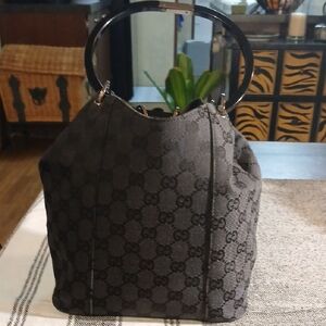Pre- own Gucci Black Monogram mini Tote Bag